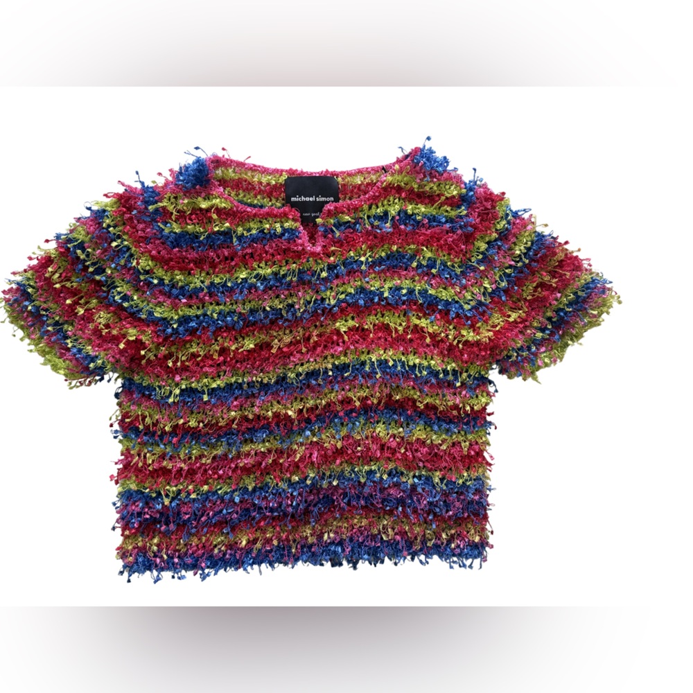 Michael Simon Multicolor Textured Striped Knit Top
